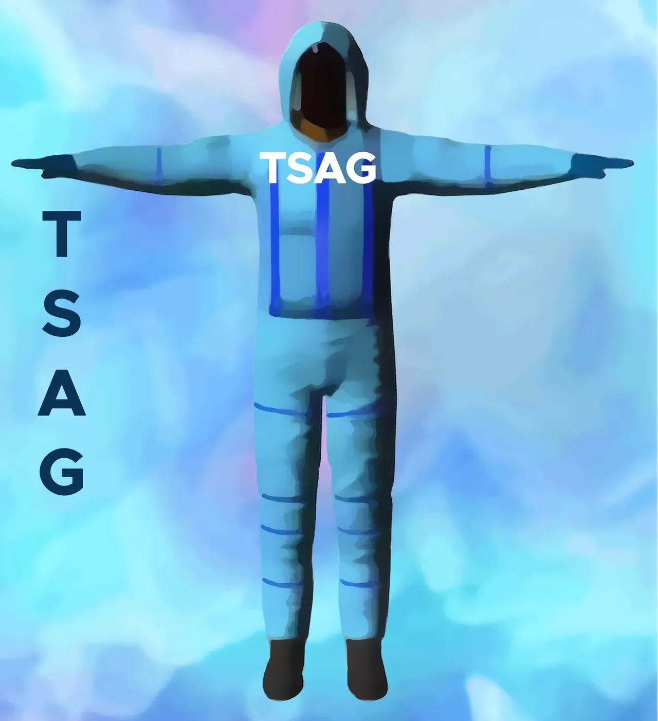 TSAG full-body protective suit design illustration